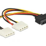  Power SATA 15pin > 2x 4pin Molex female 20cm, DELOCK