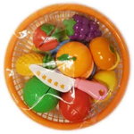 Set jucarii pentru copii cos tip cu fructe de taiat, 12 piese, Portocaliu, WP3502-B RCO, Rco
