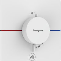 Baterie dus termostatata incastrata alb mat Hansgrohe ShowerSelect Comfort Q 1 functie si iesire suplimentara