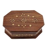 Cutie din lemn pentru depozitare model floral - 15cm, StoneMania Bijou