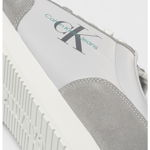 CALVIN KLEIN JEANS, Pantofi sport low-cut cu detalii logo, Alb optic/Grej
