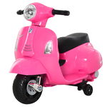 HOMCOM Motocicleta Electrica cu Licenta Oficiala Vespa Baterie 6V Faruri si Claxon pentru Copii cu varste cuprinse intre 18-36 luni ,66.5x38x52cm, HOMCOM