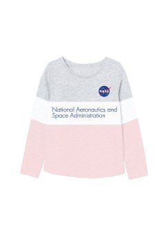 Bluza fete, bumbac, cu imprimeu, Nasa National Aeronaitics, gri cu roz, Disney