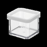 Cutie depozitare plastic patrata transparenta cu capac alb Rotho Loft 0.5 L, Rotho