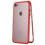 Husa iphone 8 magnetic glass 360 (sticla fata + spate), red, Magnetic Glass