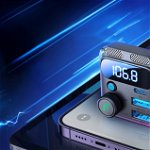 Transmitator FM auto Joyroom JR-CCB01, 2x USB, 1x USB-C, dual microfon, 48W, Bluetooth, Negru