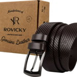 Curea Rovicky pentru bărbați, realizată manual, din piele naturală, cu dungi în relief Rovicky 105, Rovicky