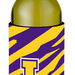 Caroline`s Treasures Monogramă - Tiger Stripe - Purple Gold Initial L Sticla de vin izolator de băuturi Multi Wine Bottle, 