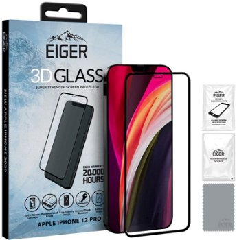 Eiger Folie Sticla Curbata 3D pentru Iphone 12 / 12 Pro Clear Black 