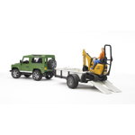 Jucarie Professional Series Land Rover Defender with Trailer - CAT and Man - 02593, BRUDER