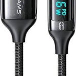 Cablu de Date USB la Type-C 66W, Digital Display, Fast Charge, 1.2m Usams U78 (US-SJ544) Negru
