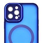 Husa tip MagSafe, Camera Protection Matte Silicon pentru iPhone 12 Albastru, OEM