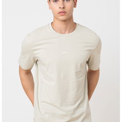 Tricou cu decolteu la baza gatului si logo discret - Maro nisip, BOSS