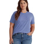 Imbracaminte Femei LAUREN Ralph Lauren Plus Size Eyelet Logo Jersey Tee Blue Loch, LAUREN Ralph Lauren