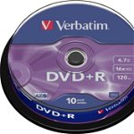 Dvd+r verbatim 4.7gb, 120min, viteza 16x, 10 buc, single layer, spindle, "matt silver" "43498" 951763
