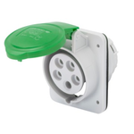 Priza industriala incastrata 10° HP - IP44/IP54 - 3P+N+E 32A >50V >300-500HZ - GREEN - 2H - Strangere cu surub, Gewiss