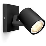 Spot LED extensie Philips Hue Runner, Bluetooth, GU10, 5W, (50W), 350 lm, lumina alba (2200-6500), IP20, 11cm, Metal, Negru, Philips