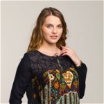 Bluza neagra cu imprimeu multicolor Pace&Love, Orient Maya