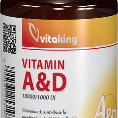 Supliment alimentar Vitamina A 10.000UI + Vitamina D 1.000UI, 60 capsule, VITAKING