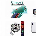 Cadoul Perfect! Boxa portabila Charge 3 + Glob Disco multicolor + Baterie externa Smart Power Bank,10000 mAh, Mac Construct Line