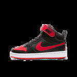 Nike, Pantofi sport mid-high Court Borough 2, Negru/Rosu, 35.5 EU