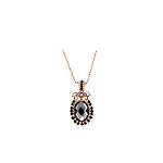 Pandantiv cu lant placat cu Aur roz de 24K, cu cristale Swarovski, Black Diamond | 5023/6-1073RG, Roxannes - Mariana Jewellery