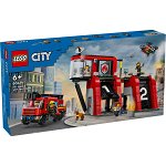 LEGO® City - Statie si camion de pompieri 60414, 843 piese, Lego