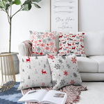 Set 4 fețe de pernă din chenille cu model de Crăciun Minimalist Cushion Covers Nordic Christmas, 55 x 55 cm, Minimalist Cushion Covers