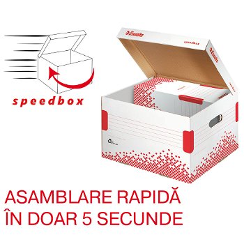 Cutie depozitare cu capac carton reciclat si reciclabil cu capac alb Esselte Speedbox, Esselte