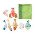 Set produse din peste si fructe de mare - Fish Crate - 8 piese - Tender Leaf Toys -TL8272, Tender Leaf Toys