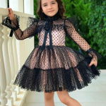 Rochie de ocazie din tull negru cu buline pentru fete - Eva, Magazin Online Zaire.ro: Haine dama, casual, office sau elegante