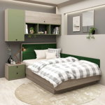 Dormitor colt RIALTO 4, Oak, Pesto, Catifea Verde, Tamos