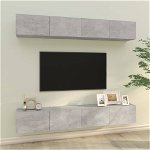 vidaXL Dulapuri TV de perete, 4 buc, gri beton, 100x30x30 cm, vidaXL