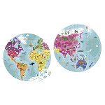 Puzzle rotund cu două fețe - Harta lumii (208 piese), edituradiana.ro