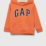 GAP bluza copii culoarea portocaliu, cu glugă, cu imprimeu, Gap