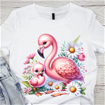 Tricou pentru copii sau adulti din bumbac model Flamingo personalizat cu nume  sau poza preferata TC5032