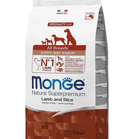 MONGE Puppy hrană uscată pentru cățeluși, cu miel și orez 800 g, MONGE