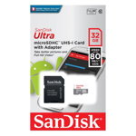 Card de Memorie SanDisk MicroSDHC, 32GB, Adaptor SD, Class 10, SANDISK