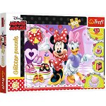 Puzzle Trefl Glitter - Disney Minnie Mouse si garderoba ei, 100 piese