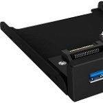 Acesoriu de retea pentru conectare simultana a mai multor dispozitive cu cititor de card ,RaidSonic , IcyBox 2x USB 3.0 1x USB C miniSD/SD , negru, Icy Box