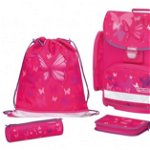 Ghiozdan echipat Midi Plus Pink Butterfly Herlitz