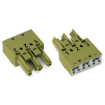 Socket; 3-pole; Cod. B; 4,00 mm²; light green, Wago
