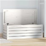 vidaXL Cutie de depozitare, alb, 89x36,5x33 cm, lemn masiv de pin, vidaXL