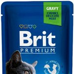 BRIT PREMIUM Sterilised plic pentru pisici sterilizate, bucăţi Pui în sos 100g, Brit Premium