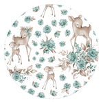 Paturica moale MimiNu cu doua fete din bumbac 75x100 cm Sweet Deer Mint, MimiNu