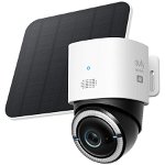 Camera IP Wireless PTZ EUFY S330, 4K 1536P, IR, Night Vision, panou solar, alb