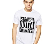 Tricou alb barbati - Straight Outta Bucuresti