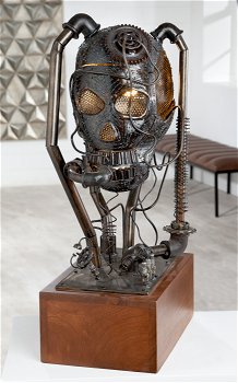 Veioza Cyberpunk, Metal, Maro Negru, 28x72x38 cm, GILDE