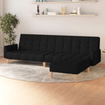 Canapea extensibila cu 2 locuri si taburet vidaXL, negru, textil, 220 x 84,5 x 69 cm, 31 kg