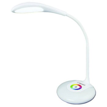 Lampa LED RGB, Esperanza Altair, cu brat flexibil 27 cm, alimentare duala, cablu 110 cm, 4 x AAA, alba